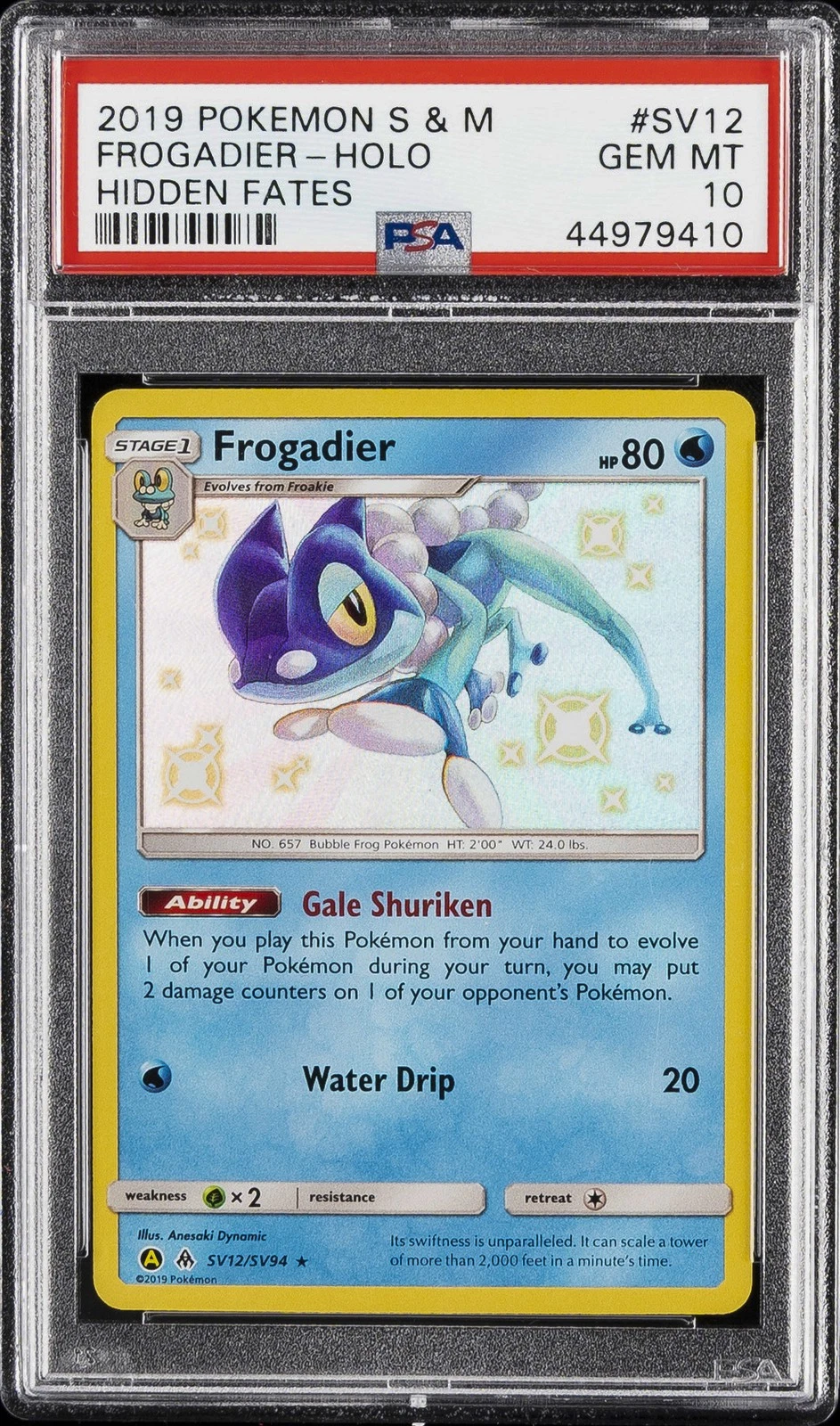 Pokemon Sun & Moon Frogadier Holo Hidden Fates PSA 10